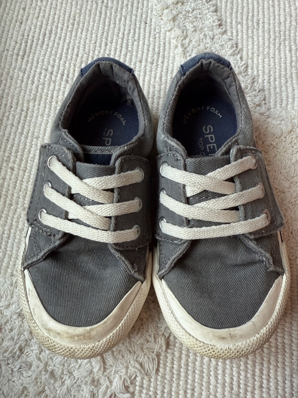 Sperry Kids Gray Canvas Slip-On Sneakers with Elastic Laces